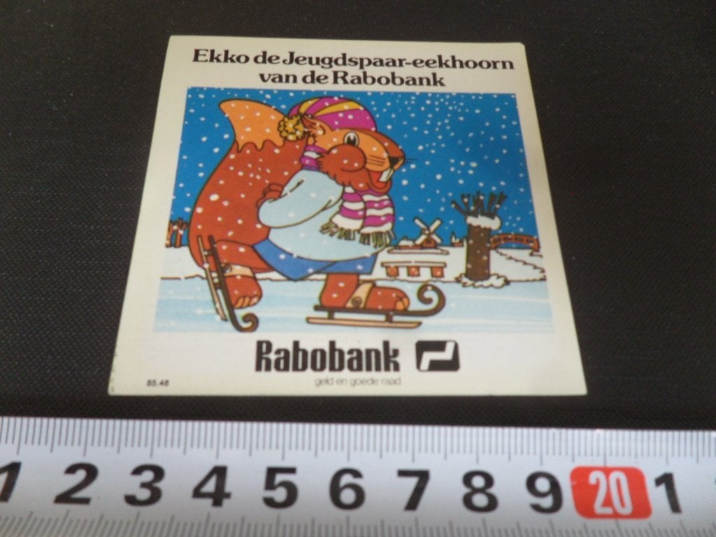 sticker ekko jeugdspaar eekhoorn rabobank schaatsen molen, Ophalen of Verzenden, Zo goed als nieuw