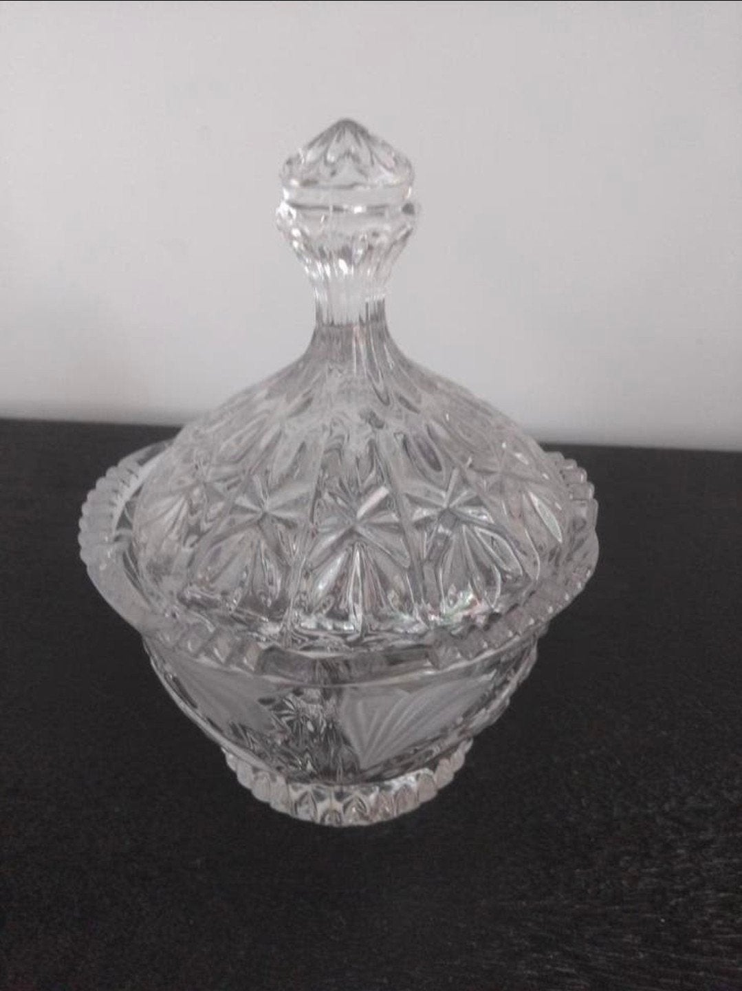 vintage kristallen bonbonnière met deksel en ster-geslepen p, Ophalen of Verzenden