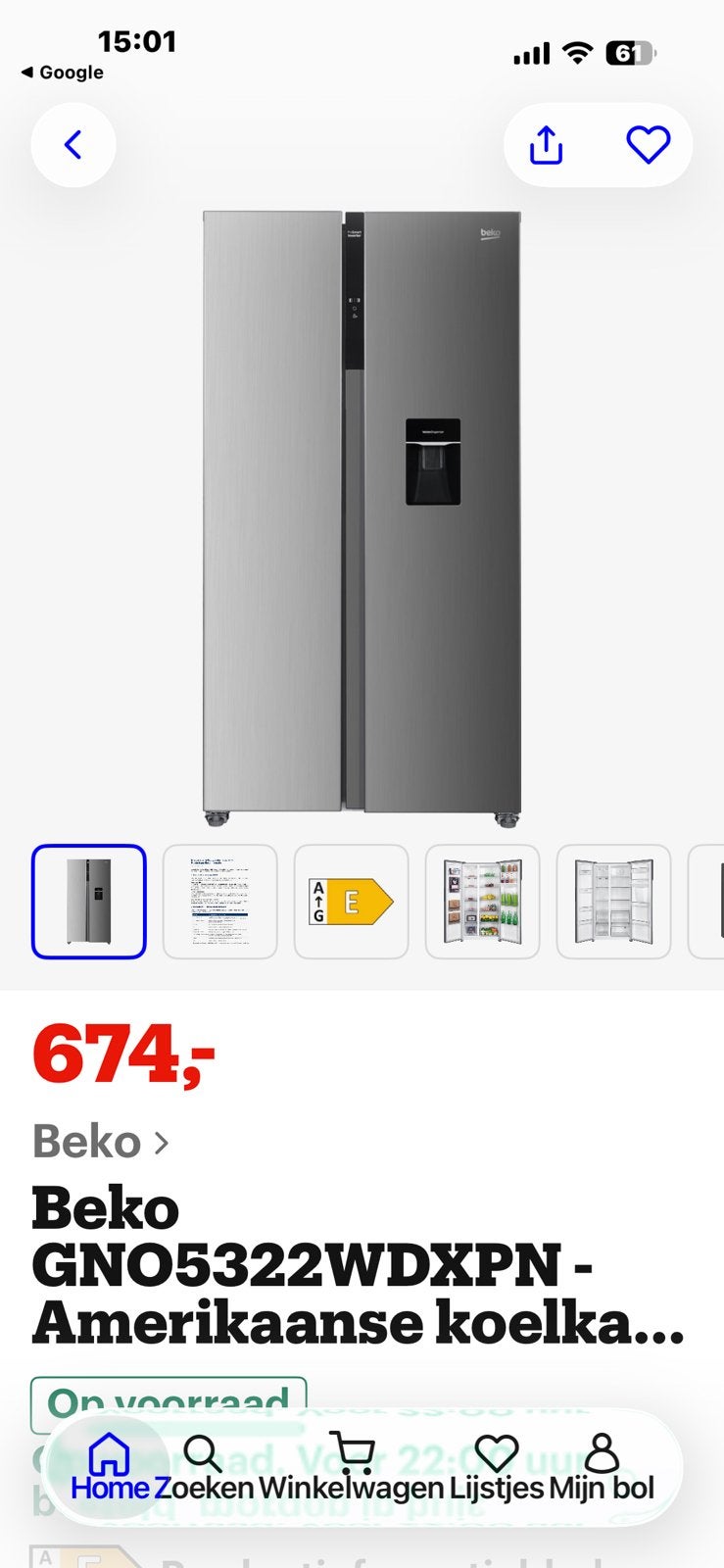Foto 3 van Beko Amerikaanse koelvriescombinatie water dispenser nieuw