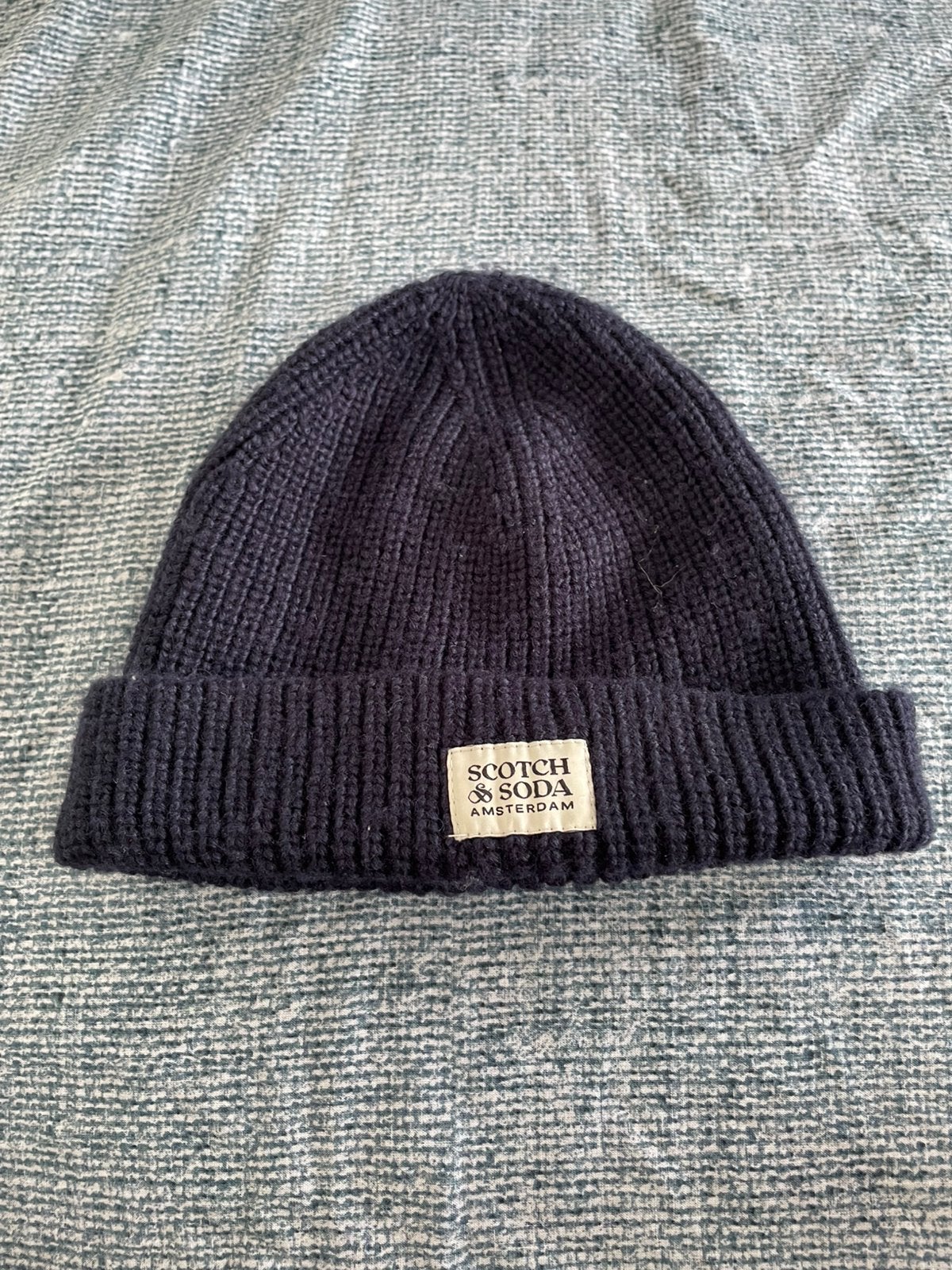 Scotch & Soda Amsterdam Muts - Donkerblauw Gebreide Beanie, Ophalen of Verzenden, Zo goed als nieuw, One size fits all, Hoed