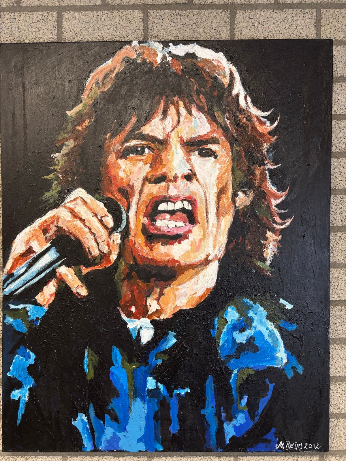 Mick Jagger portret door M Reijn - Acryl op linnen, Ophalen, Acrylverf, Handgeschilderd, Portret