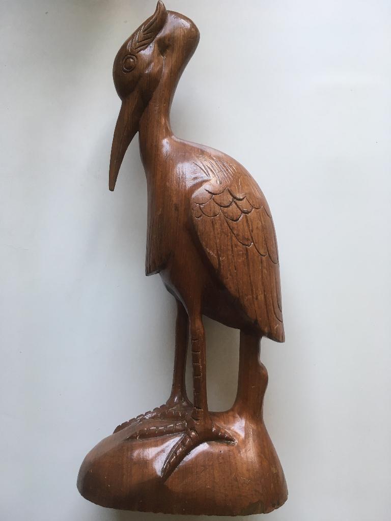 Indonesisch houtsnijwerk reiger 52 cm, Antiek en Kunst, Ophalen of Verzenden