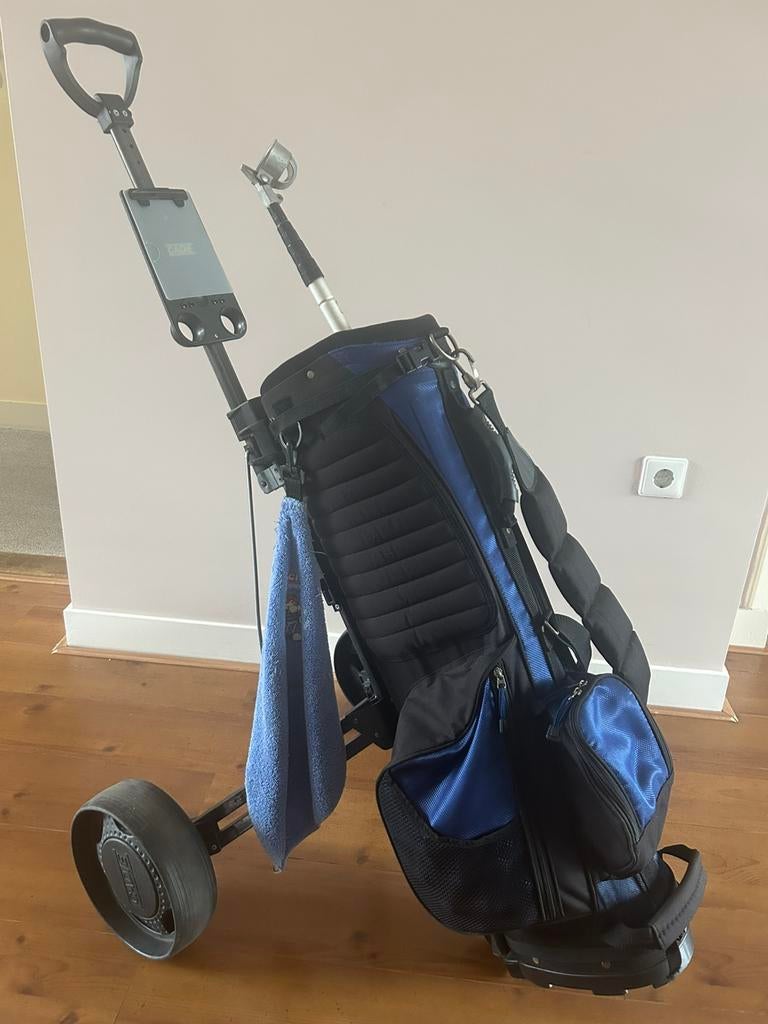 Golftas met bijpassende trolley, Sport en Fitness, Golf, Ophalen, Gebruikt, Golfkar, Overige merken
