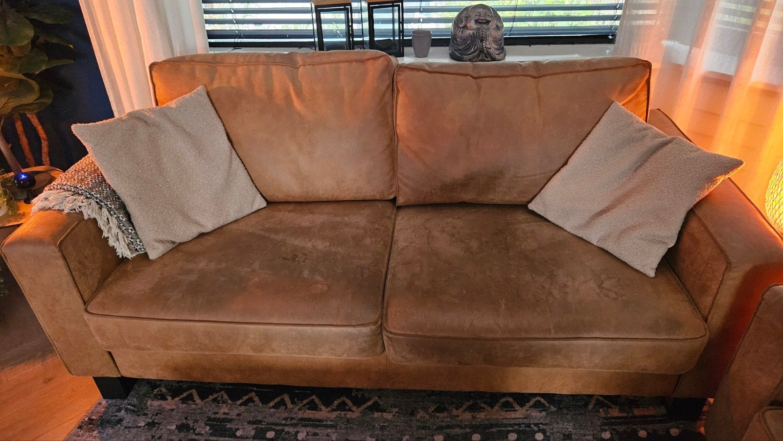 2 banken 2,5 zits cognac kleur, Ophalen, Gebruikt