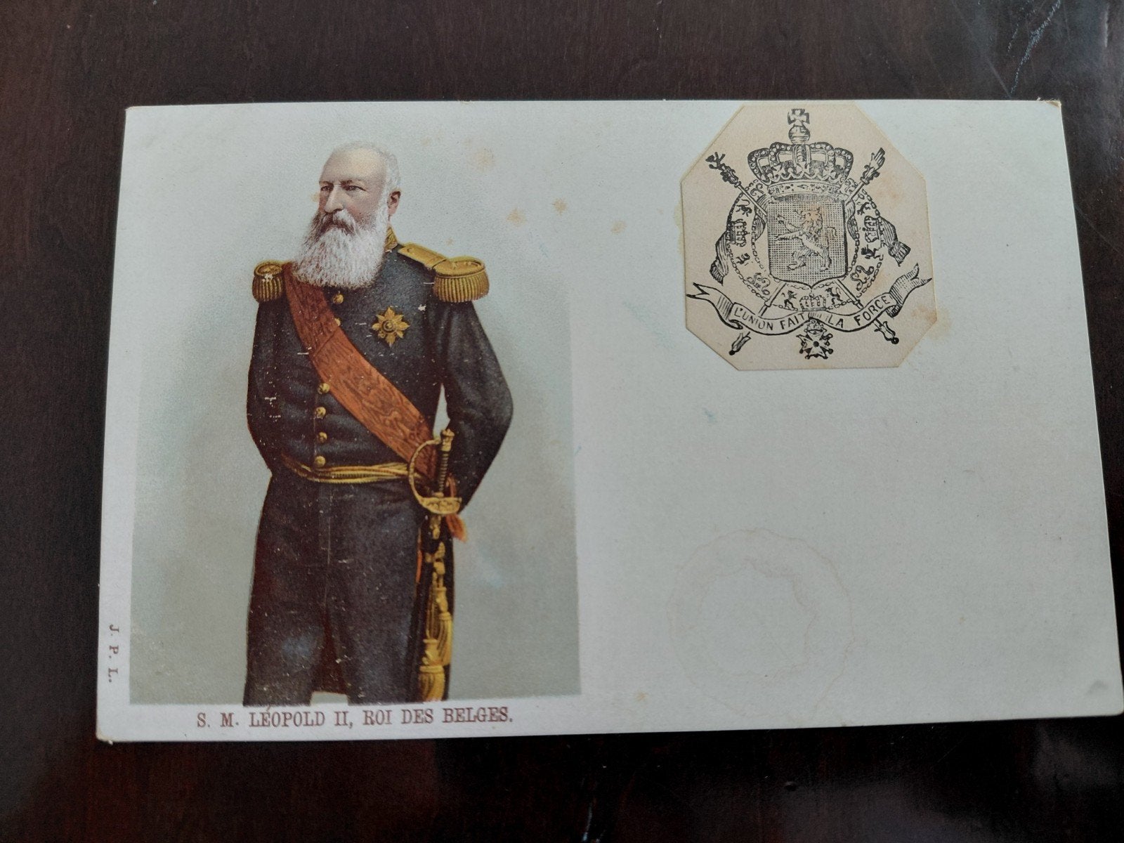 S. M. Léopold II  Roi des Belges, Ophalen of Verzenden, Zo goed als nieuw, Buitenland, Kaart, Foto of Prent