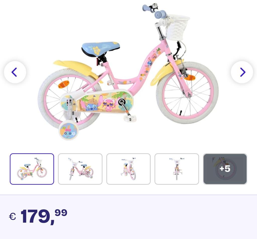 Stitch meisjes fiets kinderen, Fietsen en Brommers, Ophalen of Verzenden, Zo goed als nieuw, Minder dan 16 inch