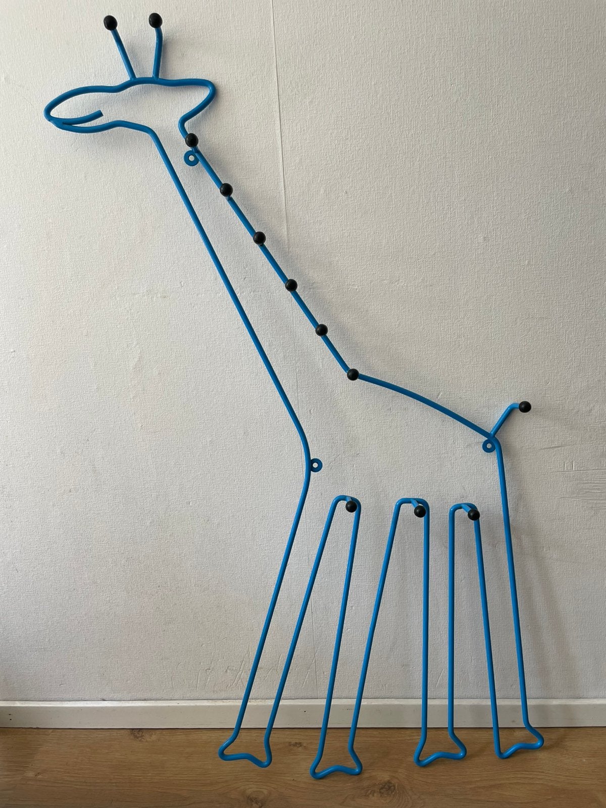 Vintage IKEA Kinder Kapstok Giraffe - Blauw Metaal, Ophalen, Gebruikt, 100 tot 150 cm, Metaal