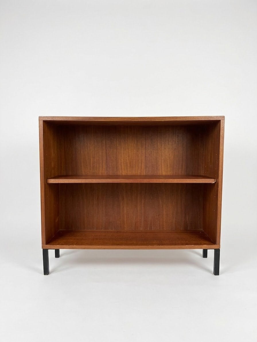 Vintage boekenkastje open kastje teak fineer, Gebruikt, ., Ophalen of Verzenden, .