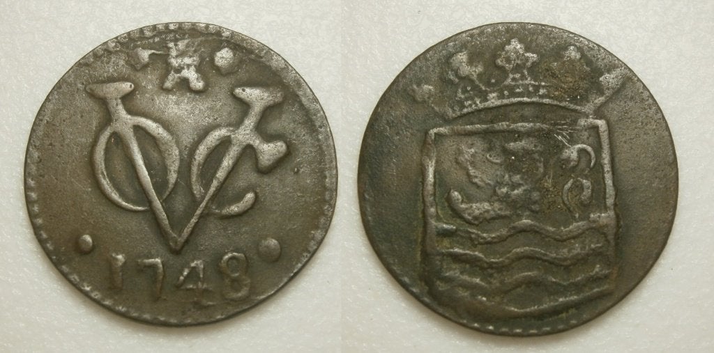 PD11344 Zeeland VOC Duit 1748, Ophalen of Verzenden, Vóór koninkrijk, 1 cent, Losse munt