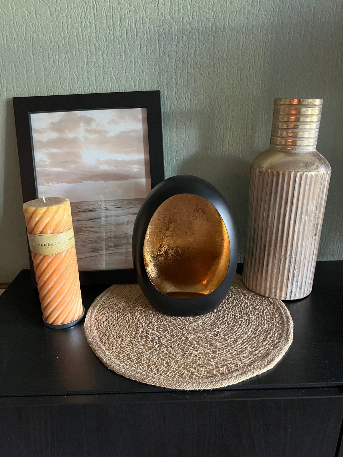 Egg Windlicht Zwart / Goud, Ophalen of Verzenden, Nieuw, Goud
