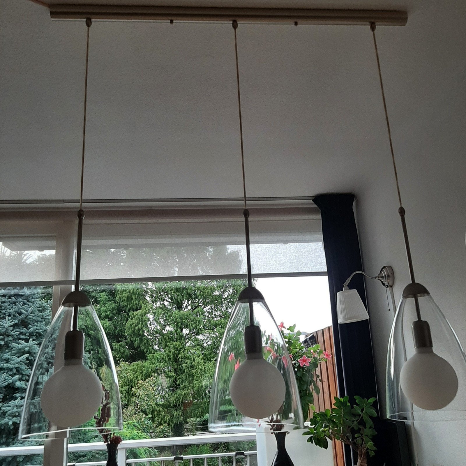 Moderne dimbare eetkamer hanglamp met 2 lichtsterktes, Zo goed als nieuw, Glas, Modern, E27 (groot)
