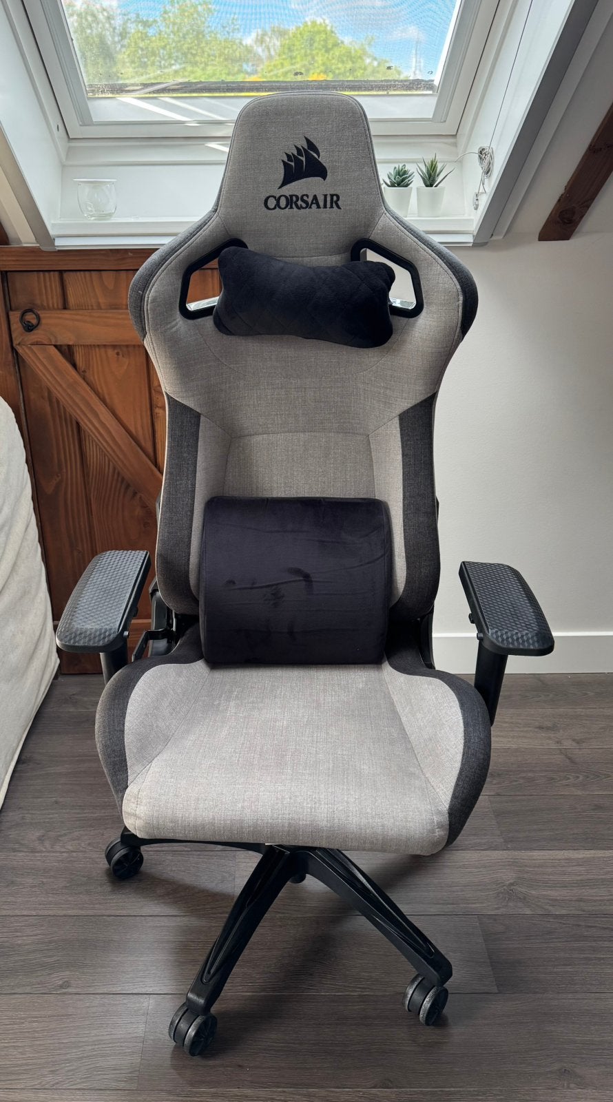 Corsair T3 Rush gaming stoel, Ophalen, Zo goed als nieuw, Grijs, Gaming bureaustoel