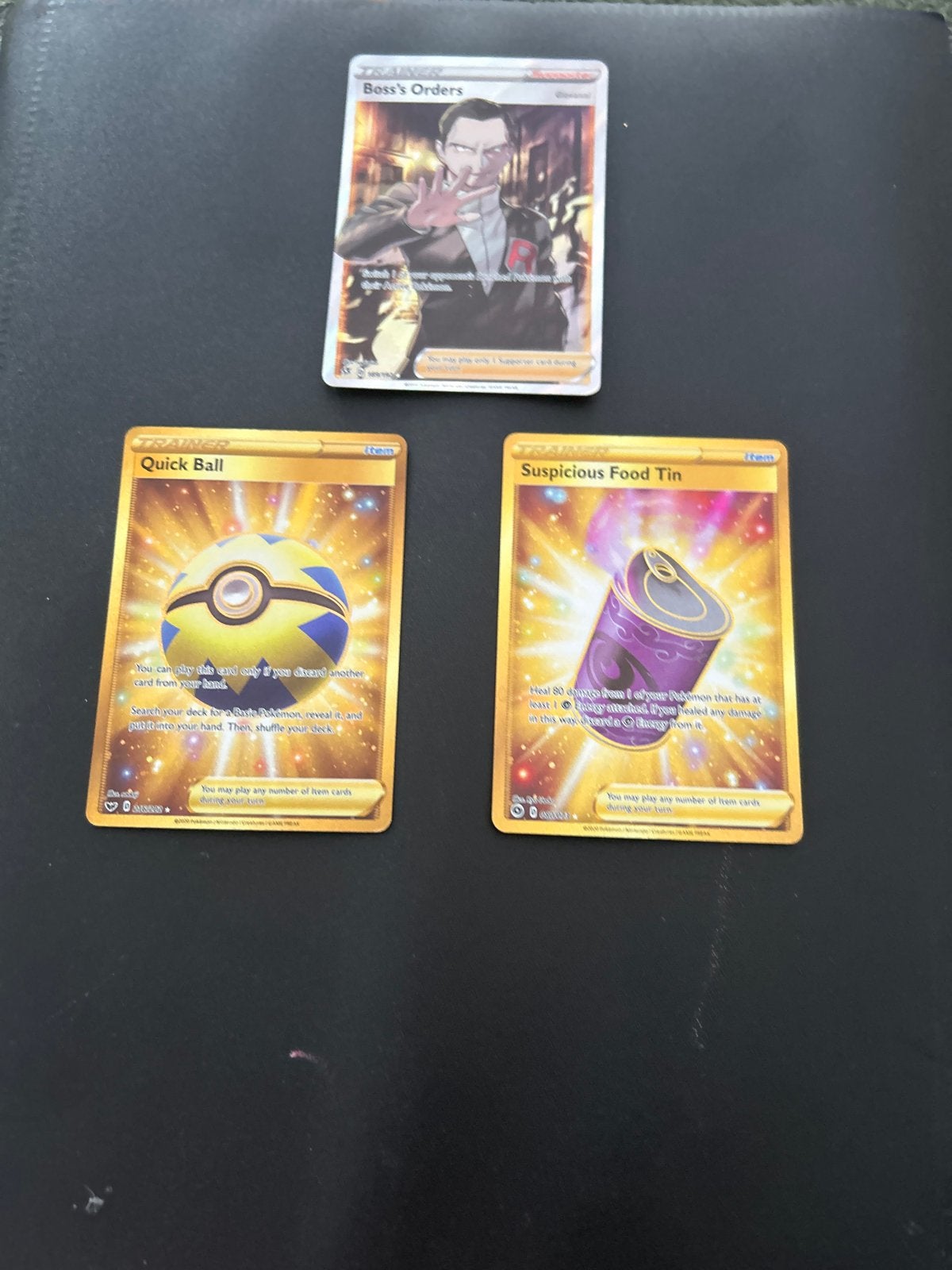 Pokémon kaarten: Boss's Orders, Quick Ball, Suspicious Food, Ophalen of Verzenden, Zo goed als nieuw, Meerdere kaarten