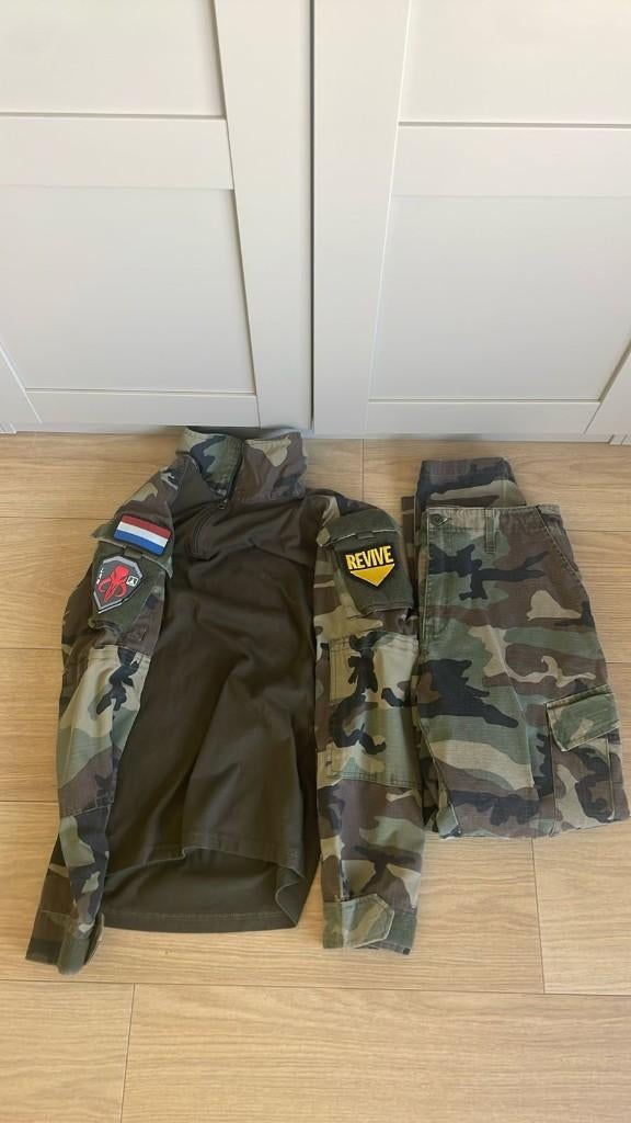 Invader gear airsoft kleding set, maat M, woodlands, Ophalen, Gebruikt