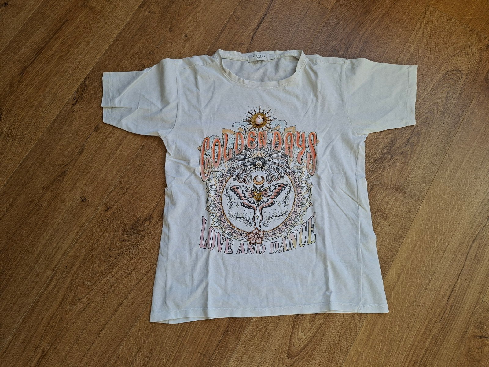 Costes Rebel T-shirt met vlinderprint en pailletten - maat S, Wit, Ophalen of Verzenden, Korte mouw, Costes