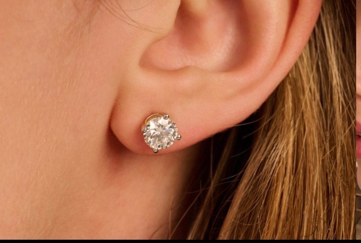 14K Gouden oorbellen met diamanten totaal 2,51 karaat, Sieraden, Tassen en Uiterlijk, Oorbellen, Ophalen, Geel, Zo goed als nieuw