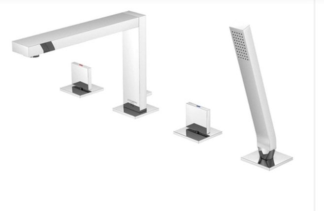 Steinberg 4-gats badmengkraan met handdouche, Doe-het-zelf en Verbouw, Sanitair, Ophalen of Verzenden, Zo goed als nieuw, Kraan