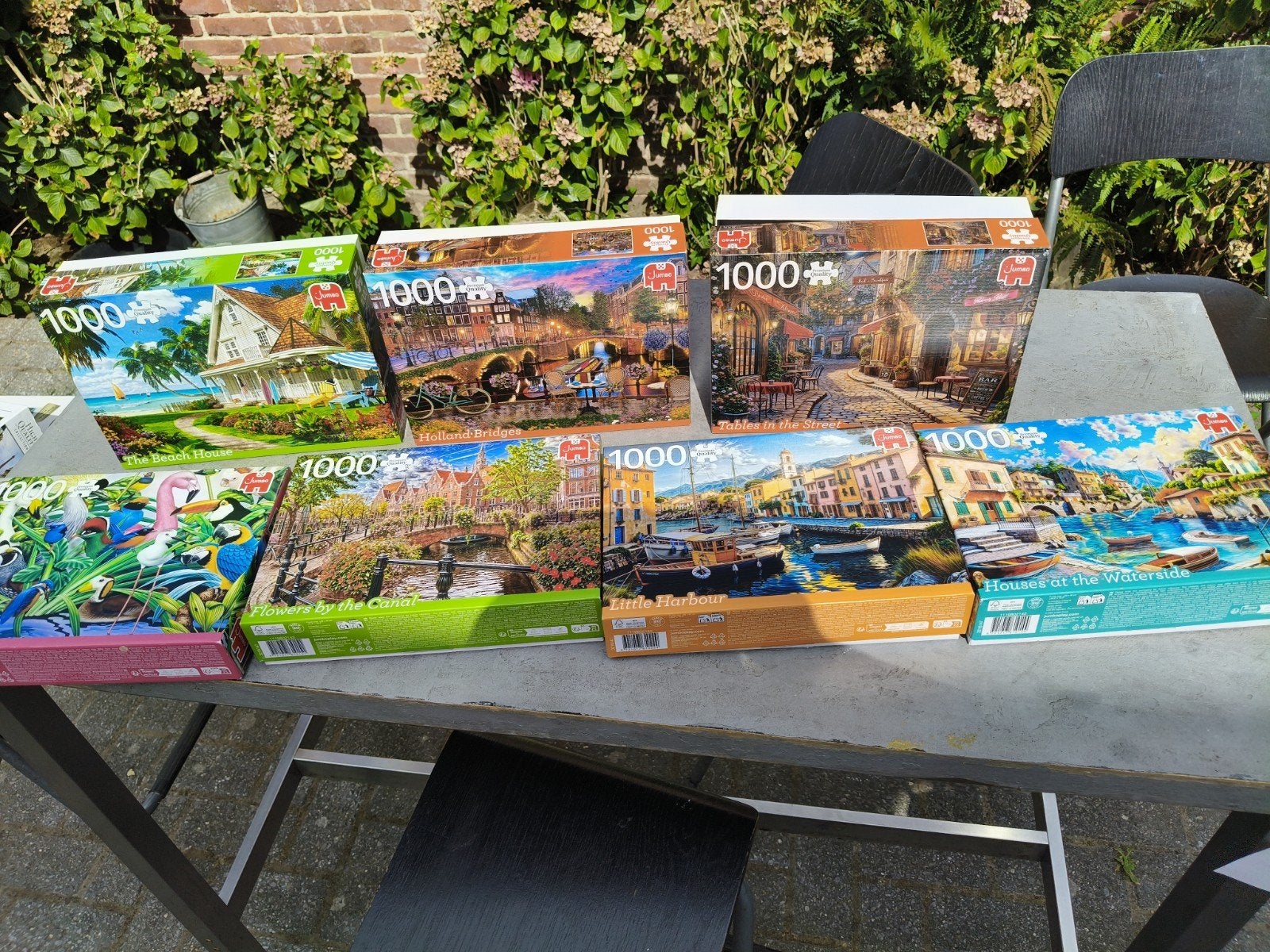 7 Jumbo Legpuzzels 1000 stukjes  compleet en netjes.1 koop, Ophalen of Verzenden, 500 t/m 1500 stukjes, Gebruikt, Legpuzzel