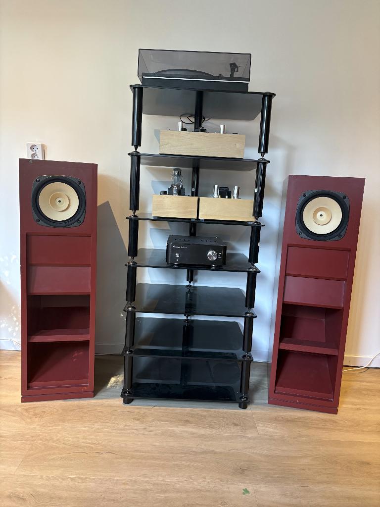 Solo-206 hornspeakers met Fostex FE206E, Audio, Tv en Foto, Luidsprekers, Gebruikt, Minder dan 60 watt, Front, Rear of Stereo speakers