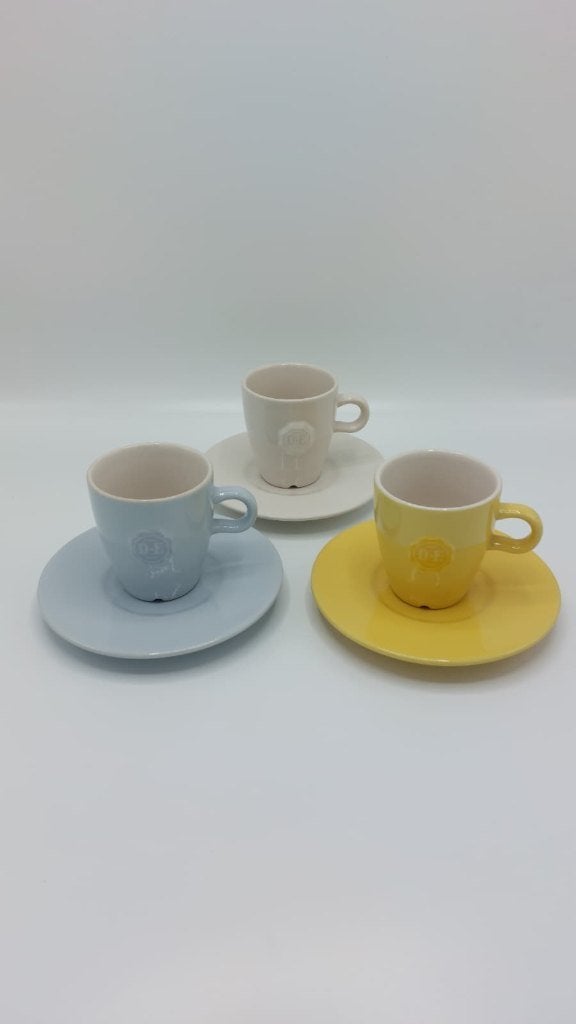 Mosa Douwe Egberts kopjes/schotels – design Nikolai Carels, Gebruikt, Overige merken, Ophalen of Verzenden, Overige stijlen