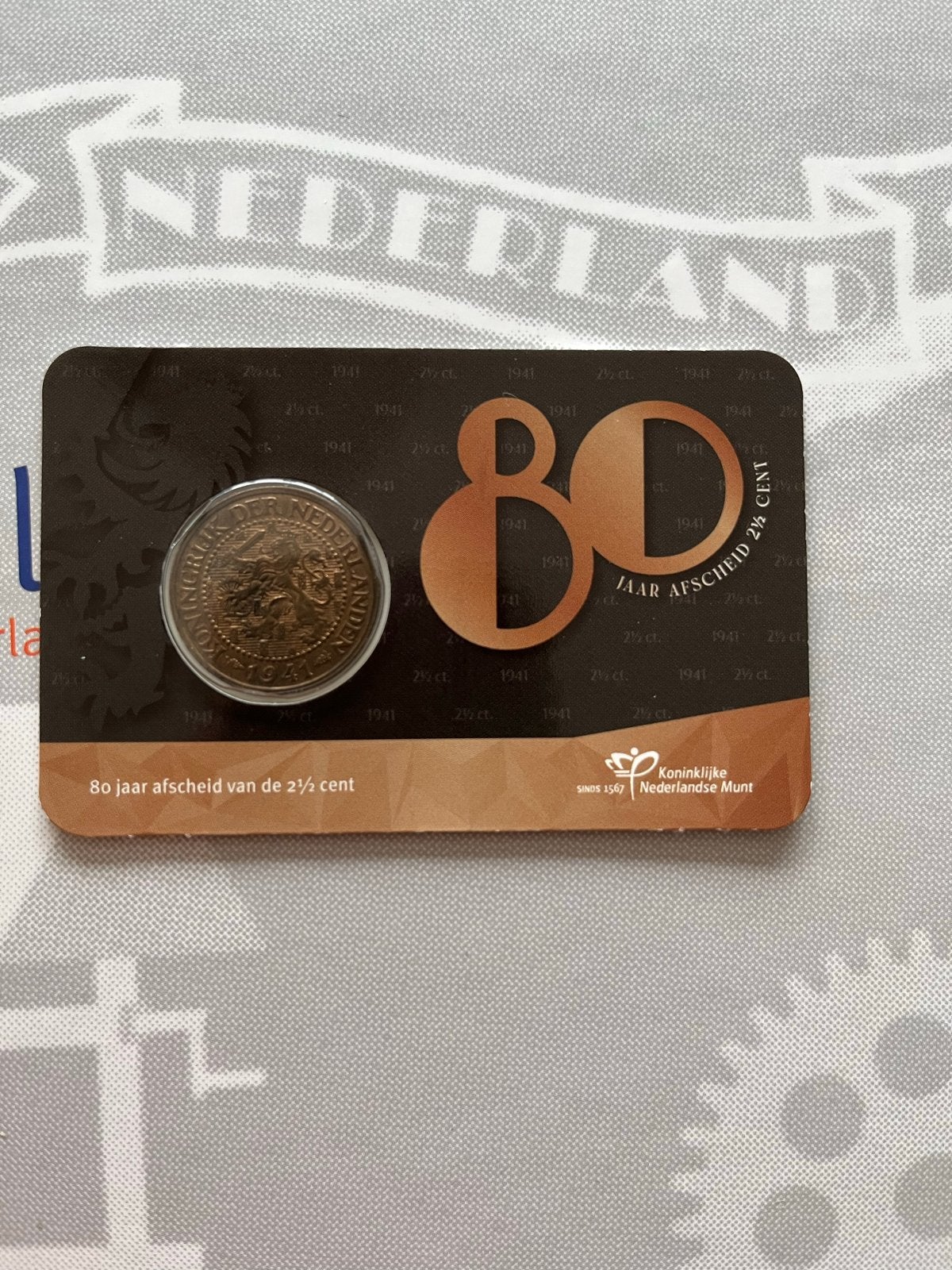 Nederlandse Munt 2½ cent 1941 - 80 jaar afscheid, Ophalen of Verzenden, Koningin Wilhelmina, 2½ gulden, Losse munt