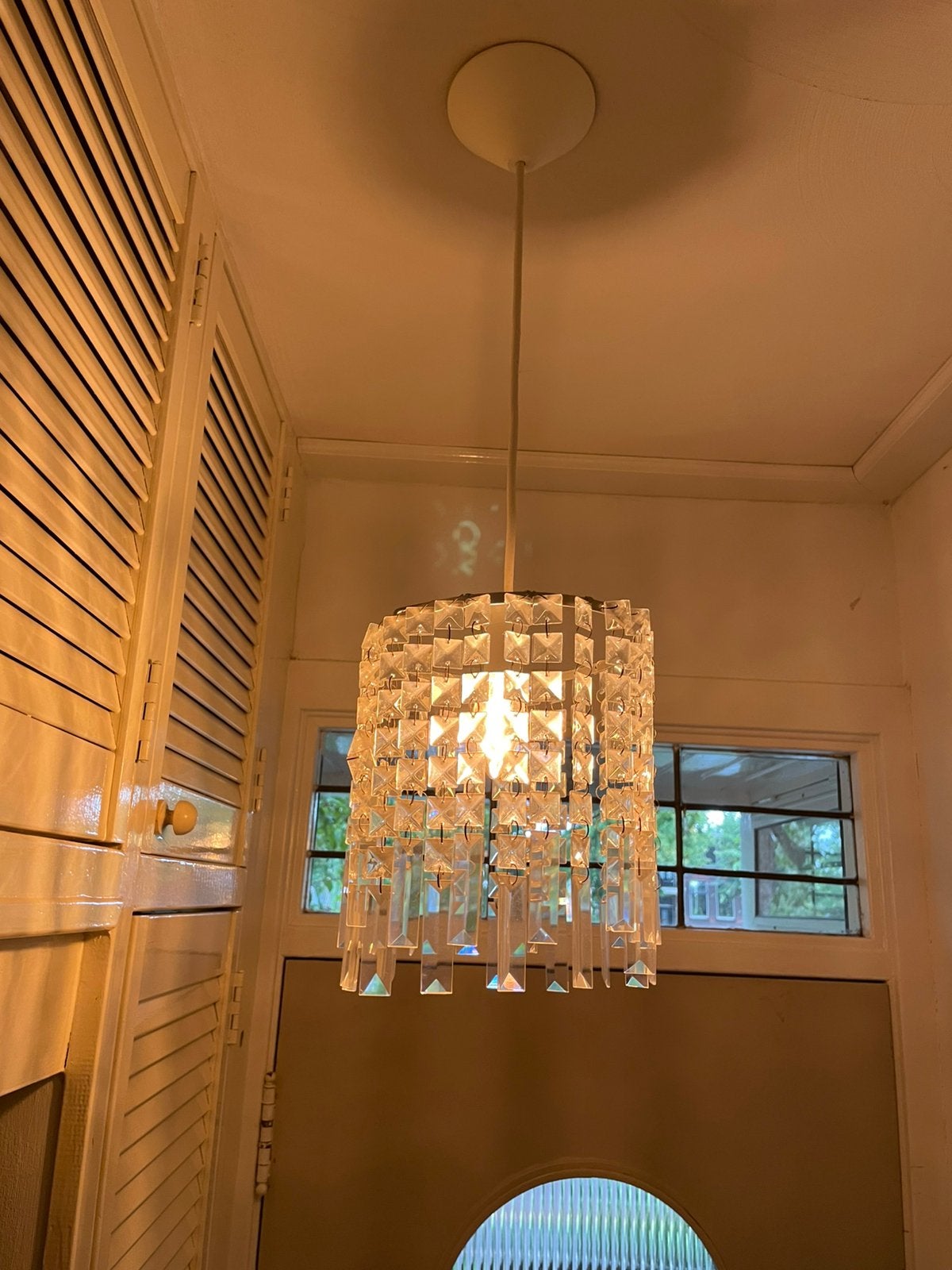 Kroonluchter glas (2 stuks) IKEA Rimfrost, Huis en Inrichting, Lampen | Kroonluchters, Ophalen, Zo goed als nieuw, Glas