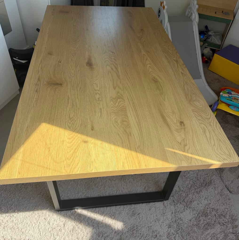 Eiken eettafel met U-poot 160x90x75 cm - Z.g.a.n., Ophalen, Eikenhout, 50 tot 100 cm, Zo goed als nieuw