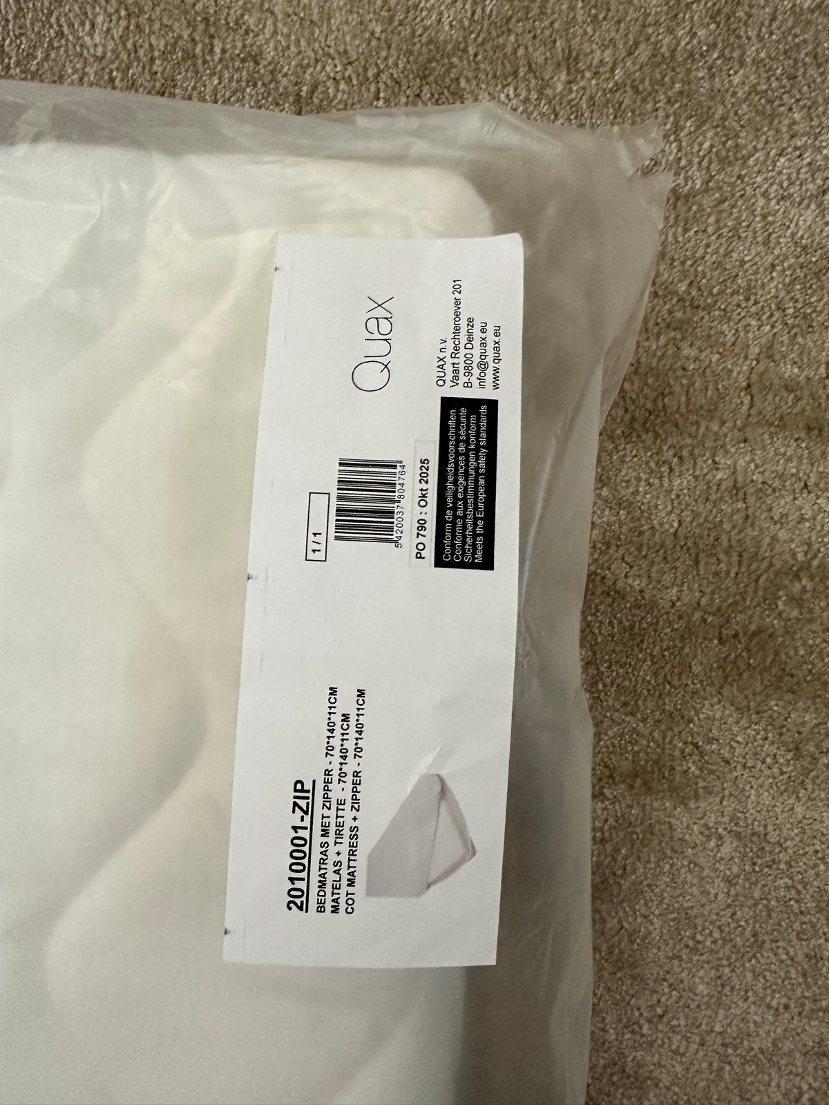 Quax Matras met Rits - 140 x 70 - Nieuw in verpakking, Huis en Inrichting, Nieuw, Matras, Eenpersoons, 70 cm of minder