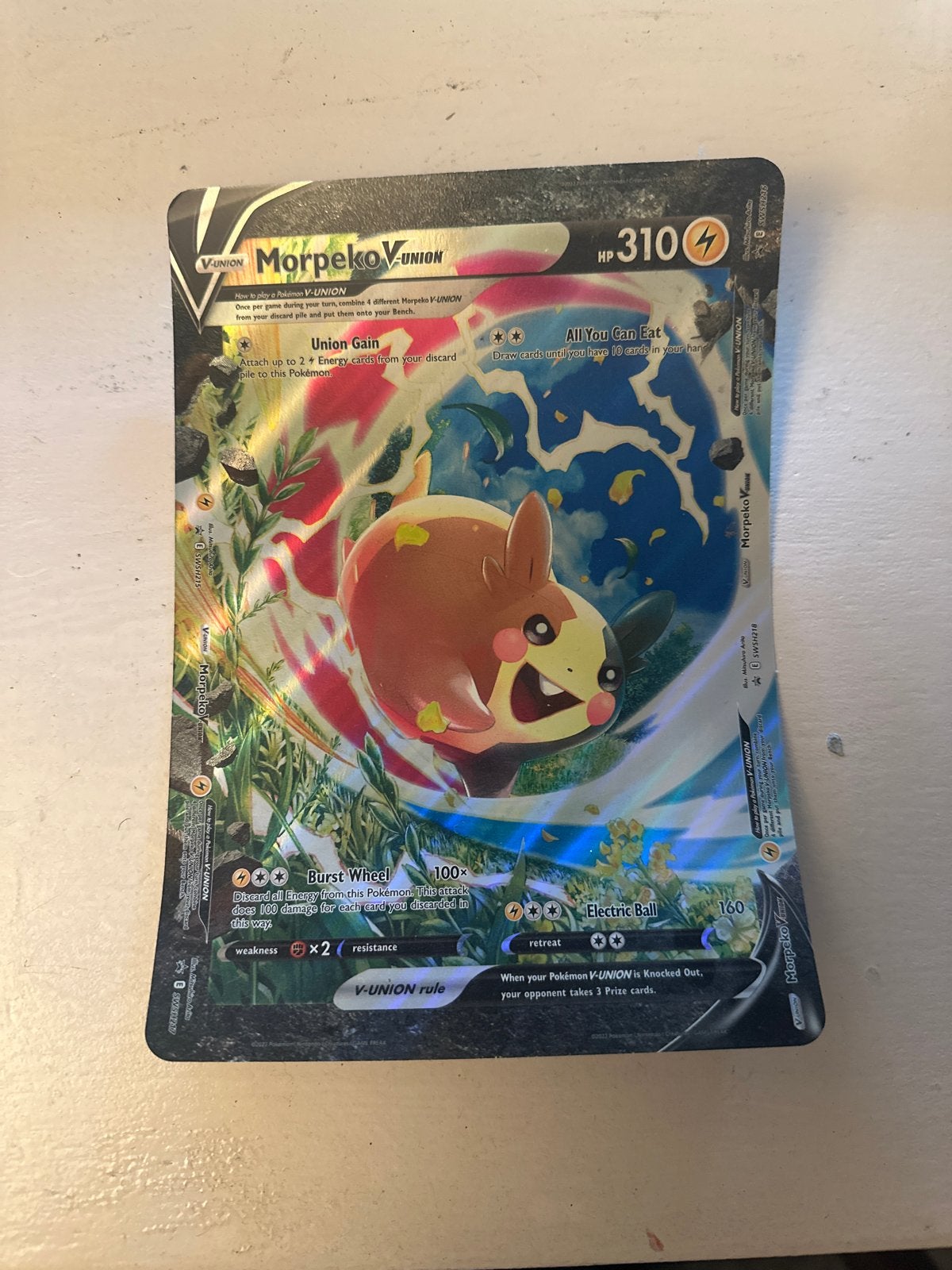 Morpeko V-UNION Grote Kaart Pokémon TCG, Ophalen of Verzenden, Gebruikt, Losse kaart