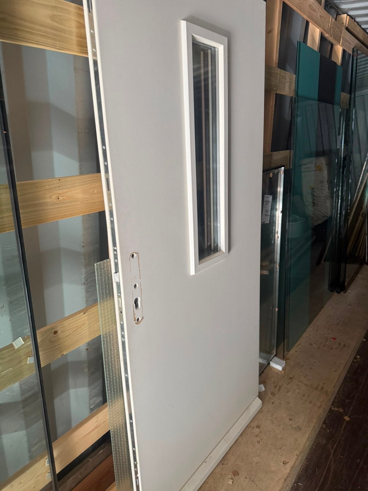Witte binnendeur met glas, 200x90 cm, Ophalen, 80 tot 100 cm, Nieuw, Buitendeur