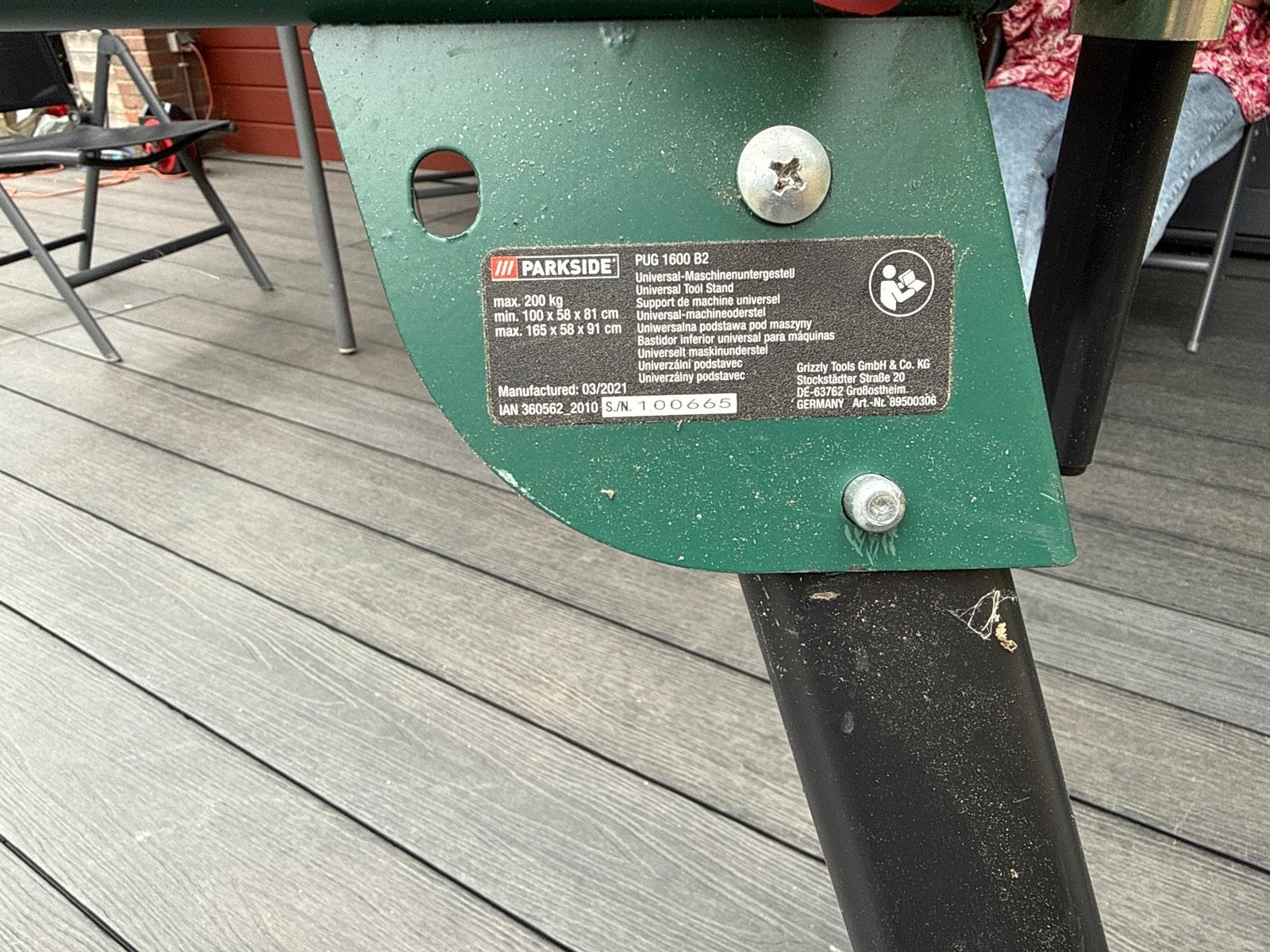 Parkside PUG 1600 B2 Universeel Gereedschapsstandaard, Doe-het-zelf en Verbouw, Ophalen, Zo goed als nieuw
