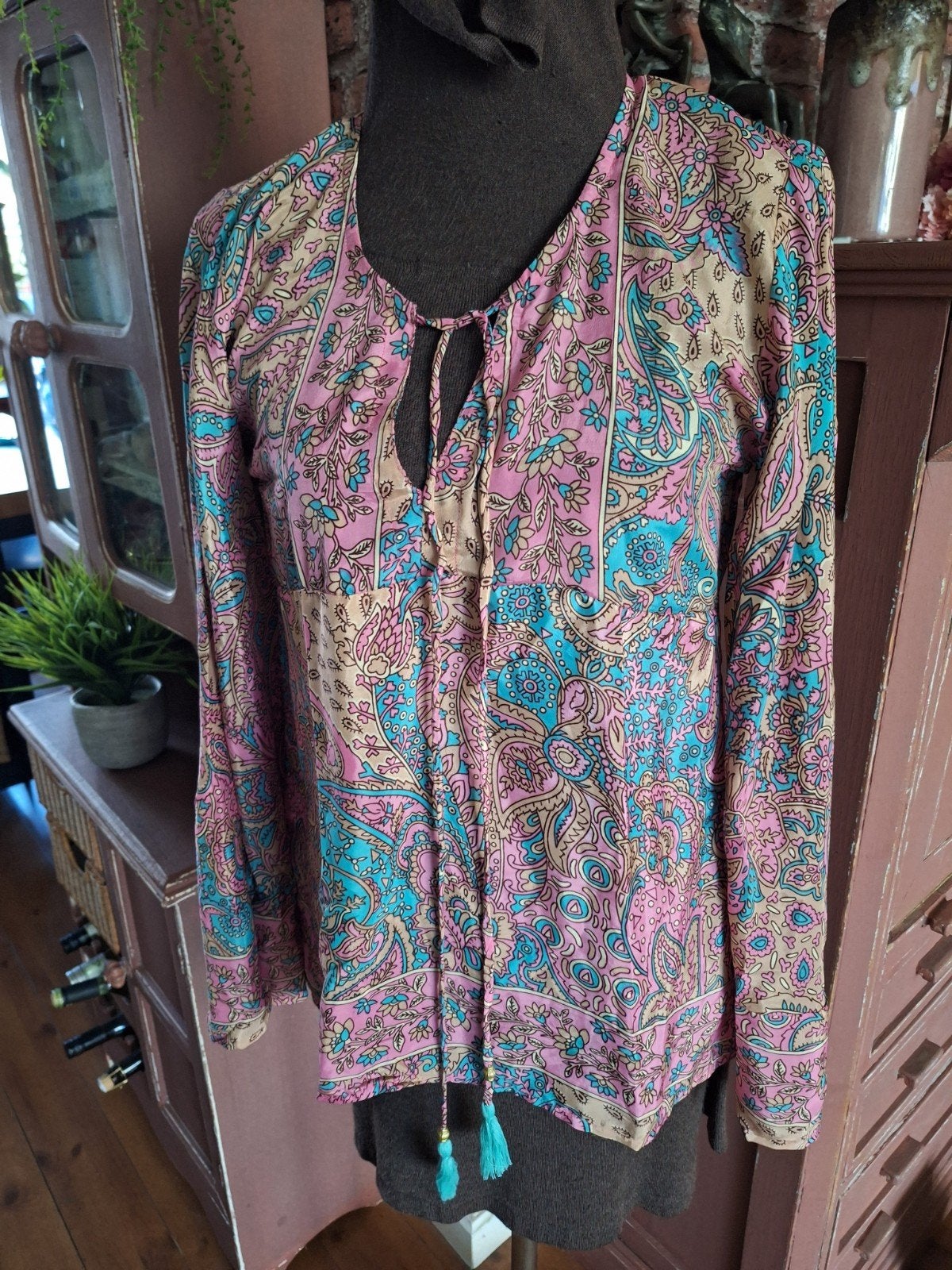 Tuniek s ibiza boho style, Kleding | Dames, Blouses en Tunieken, Ophalen of Verzenden, Zo goed als nieuw, Maat 38/40 (M), Blauw