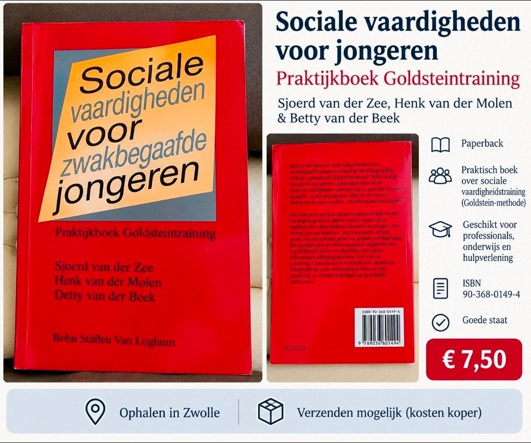 Praktijkboek Goldsteintraining: Sociale vaardigheden, Ophalen of Verzenden, Gamma, Overige niveaus, Sjoerd van der Zee, Henk van der Molen & Betty van der Beek