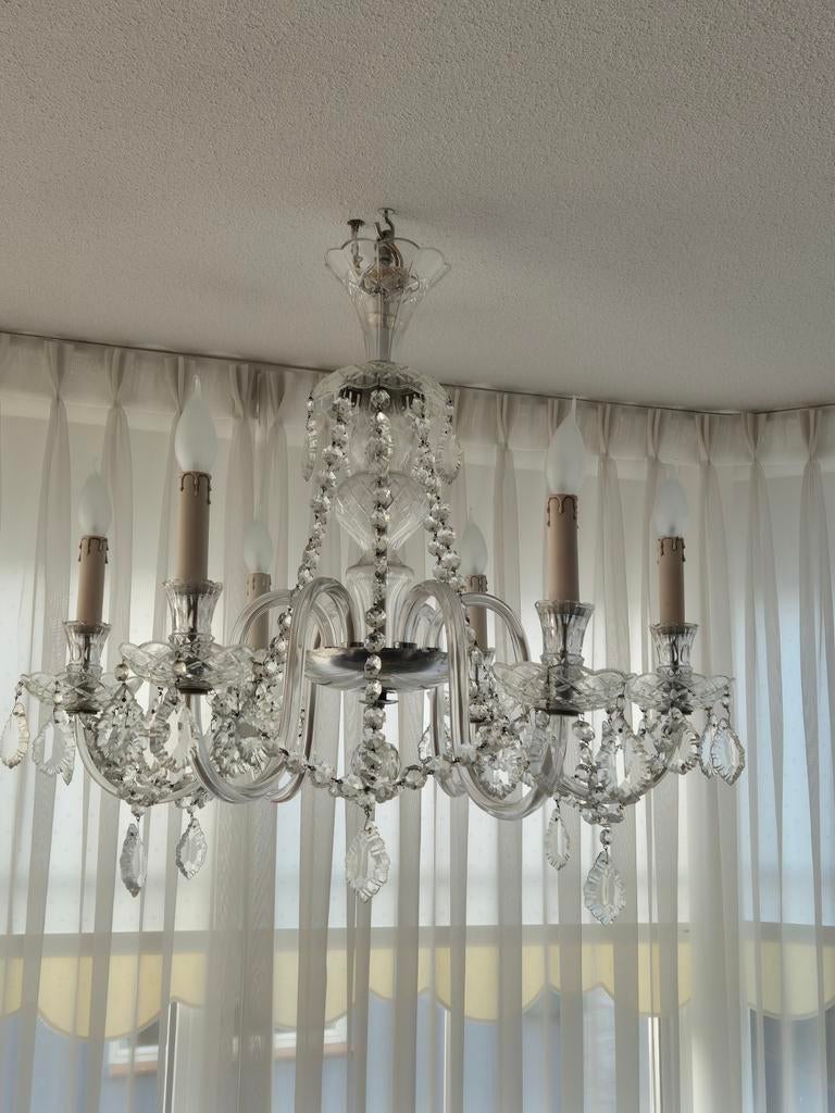 Elegante kristallen kroonluchter met 6 armen, Ophalen, Zo goed als nieuw, Glas, Klassiek, Barok, Elegant