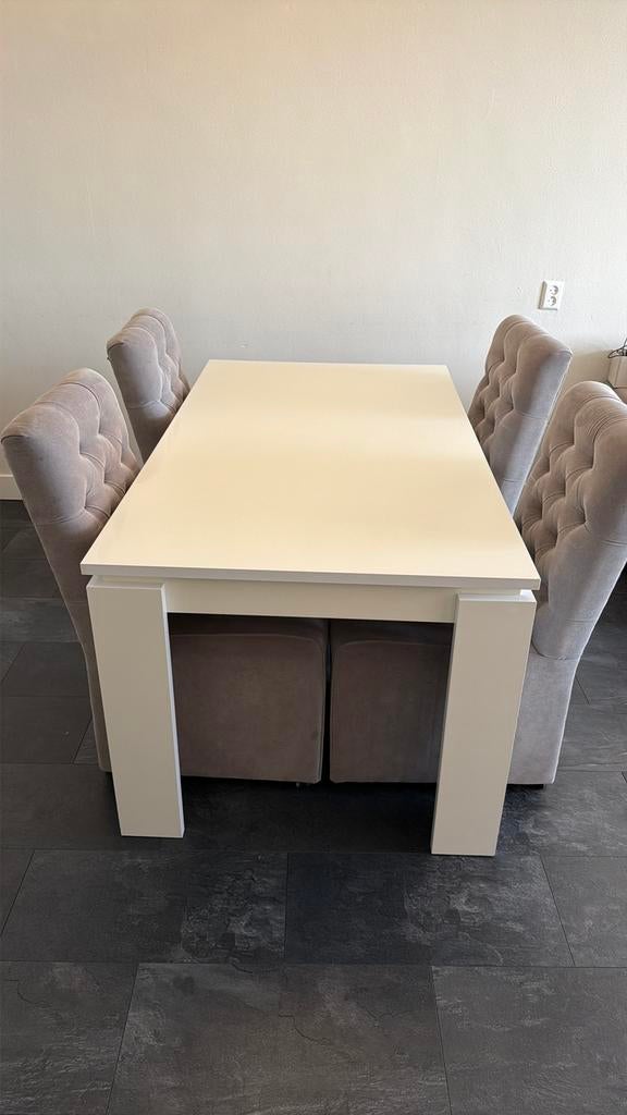 Luxe Eettafel hoogglans wit (uitschuifbaar), Ophalen, Rechthoekig