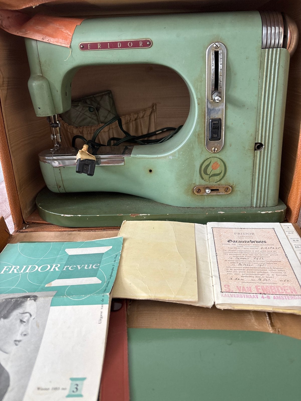 Vintage Fridor Stitchmaster Naaimachine met Garantiebewijs, Antiek en Kunst, Ophalen of Verzenden