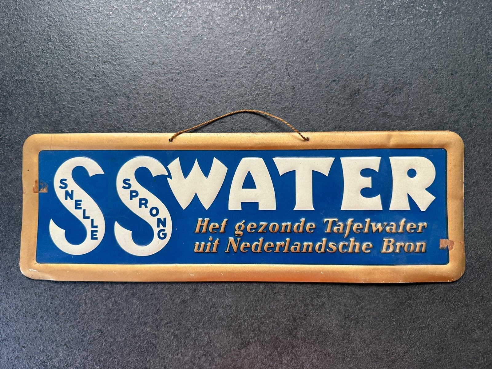 Vintage Snelle Sprong SS Water Emaille Reclamebord, Ophalen of Verzenden