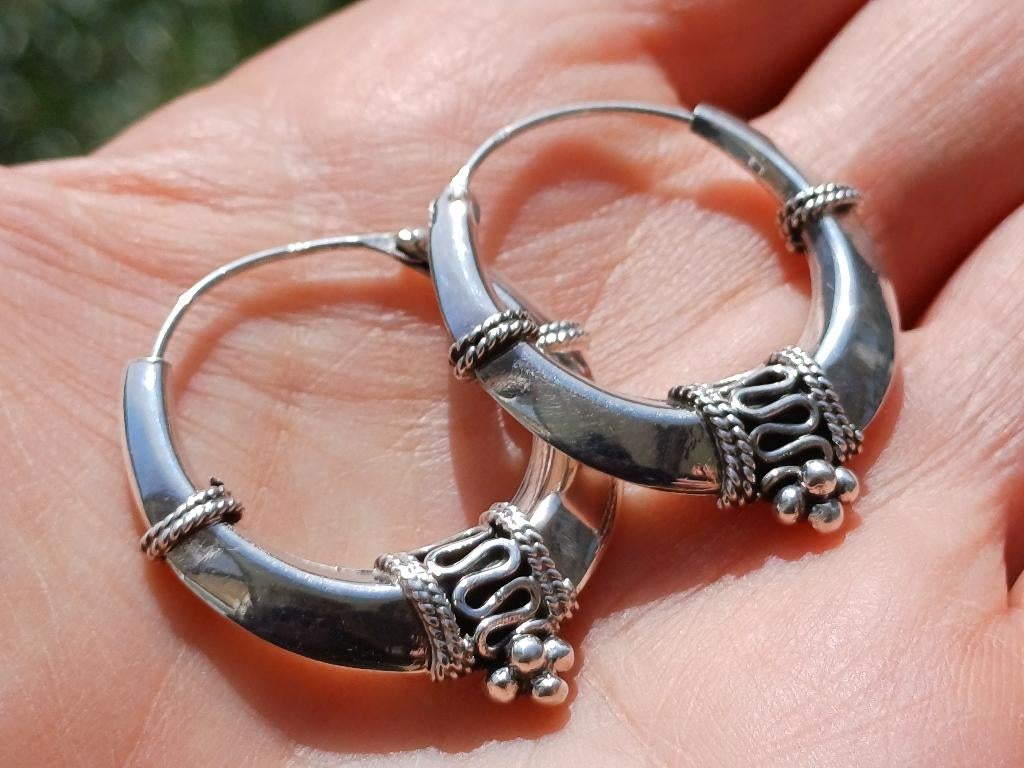 Vanoli 925 zilveren creolen oorbellen Bali hoops 3 cm, Sieraden, Tassen en Uiterlijk, Oorbellen, Hangers, Vanoli, Amsterdam, Nieuw
