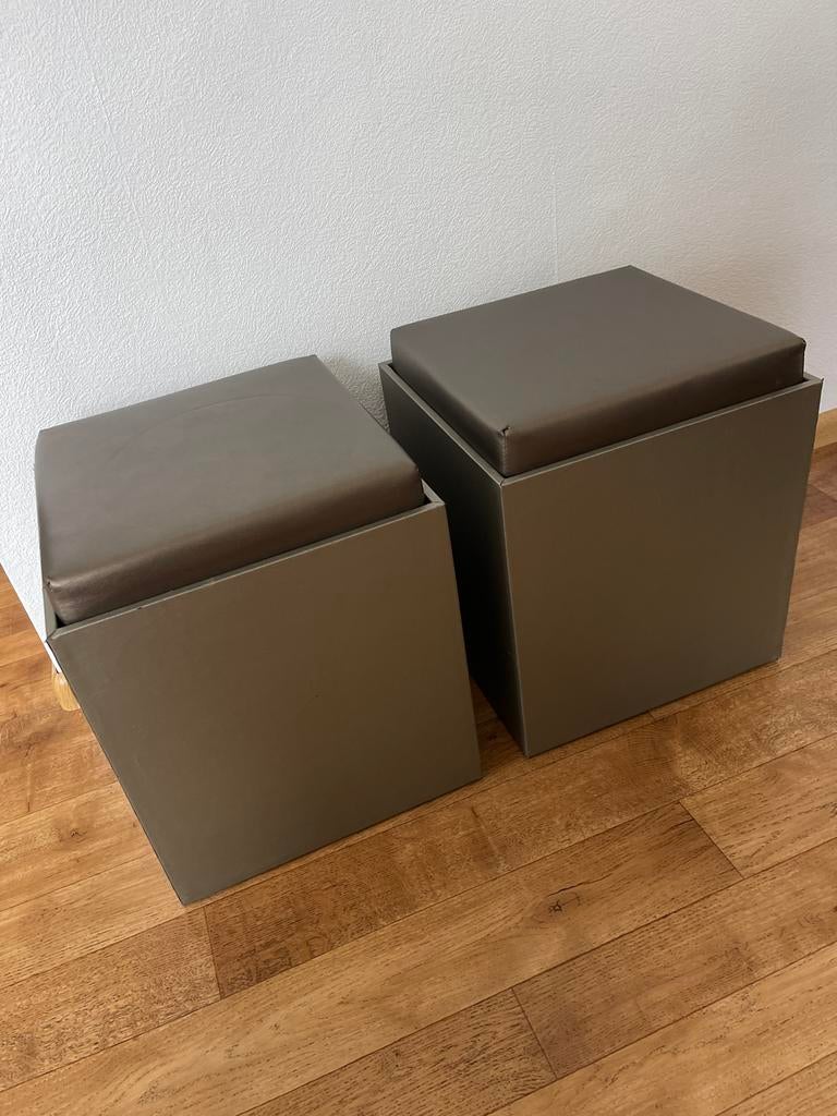 Set van 2 Opberg Proef - Zitkist met Opbergruimte, Gebruikt, Vierkant, Ophalen of Verzenden, Minder dan 50 cm