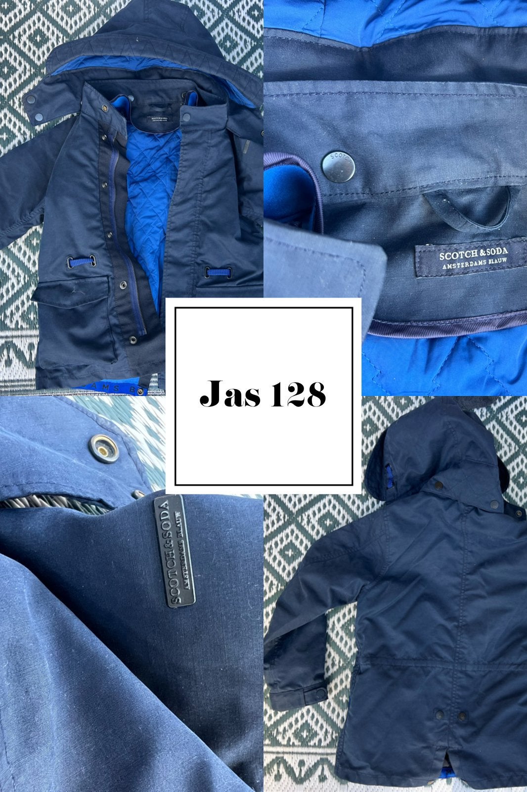 Scotch & Soda parka jas maat 128 blauw nauwelijks gedragen!, Ophalen of Verzenden, Zo goed als nieuw, Jongen, Jas