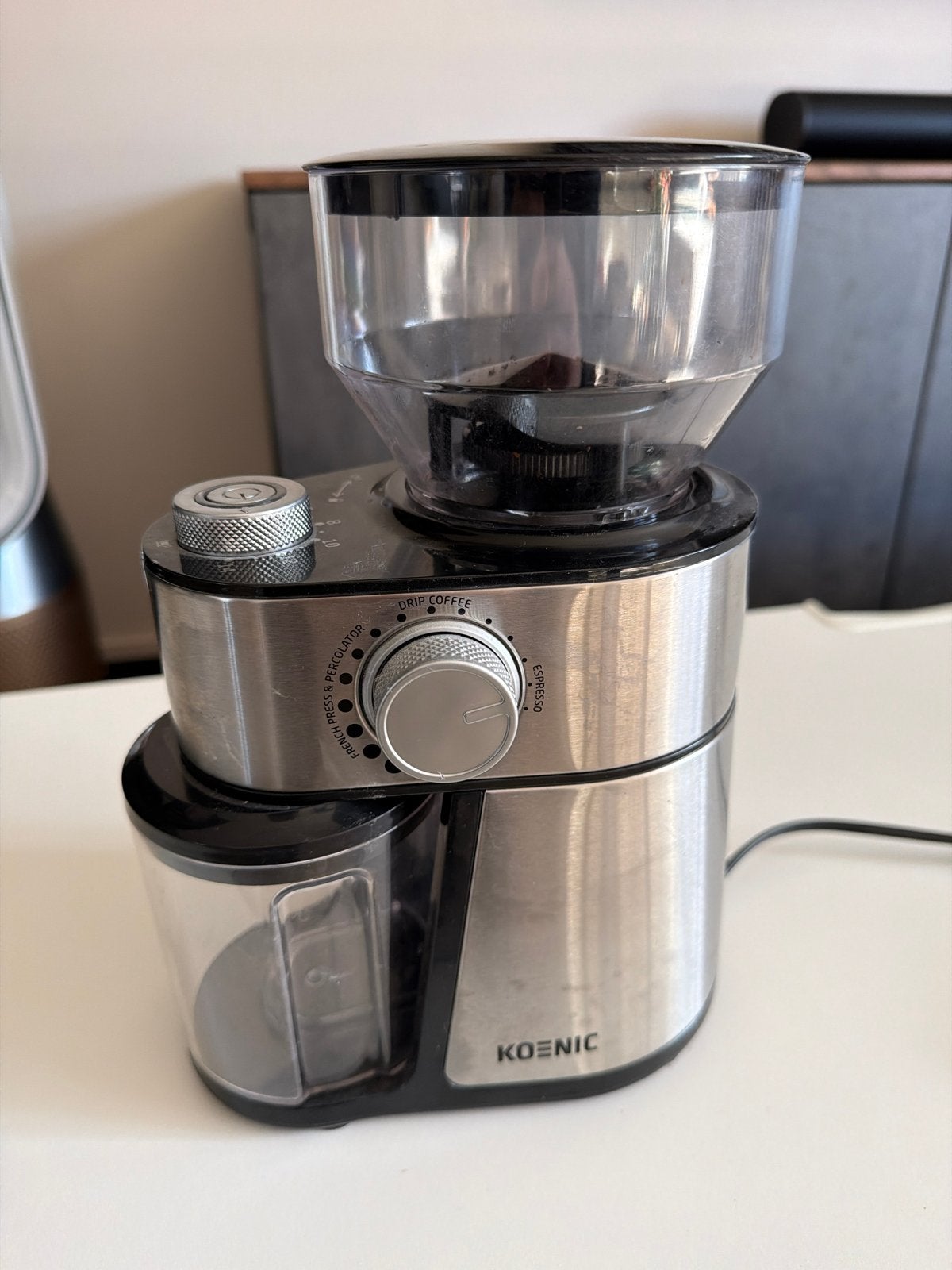 Koenic Bonenmaler - Versgemalen koffie voor elke zetmethode, Overige modellen, 10 kopjes of meer, Zo goed als nieuw, Koffiebonen