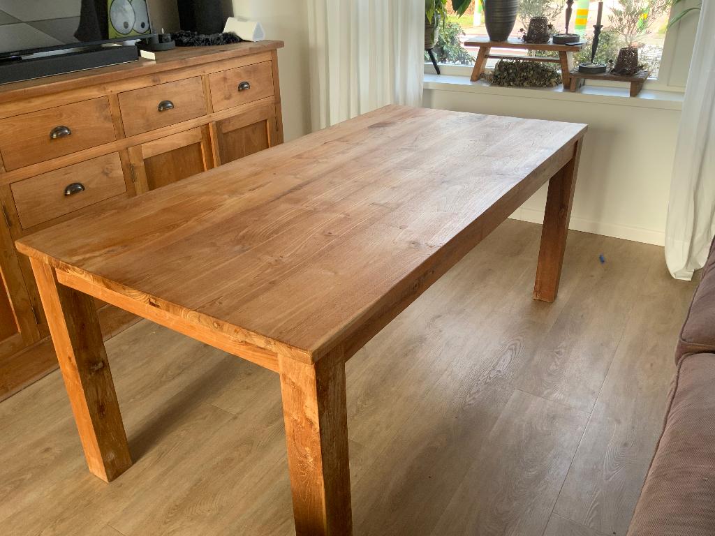 Teak houten tafel van livingfurn liefst vandaag weg!!, Huis en Inrichting, Tafels | Eettafels, Ophalen, Gebruikt, Teakhout, 50 tot 100 cm