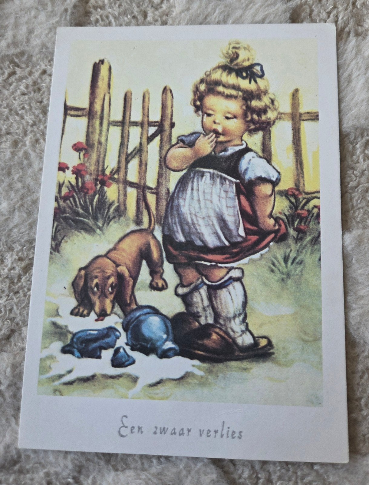 Een zwaar verlies - Meisje en hond, Verzenden, 1940 tot 1960, Ongelopen, Kinderen