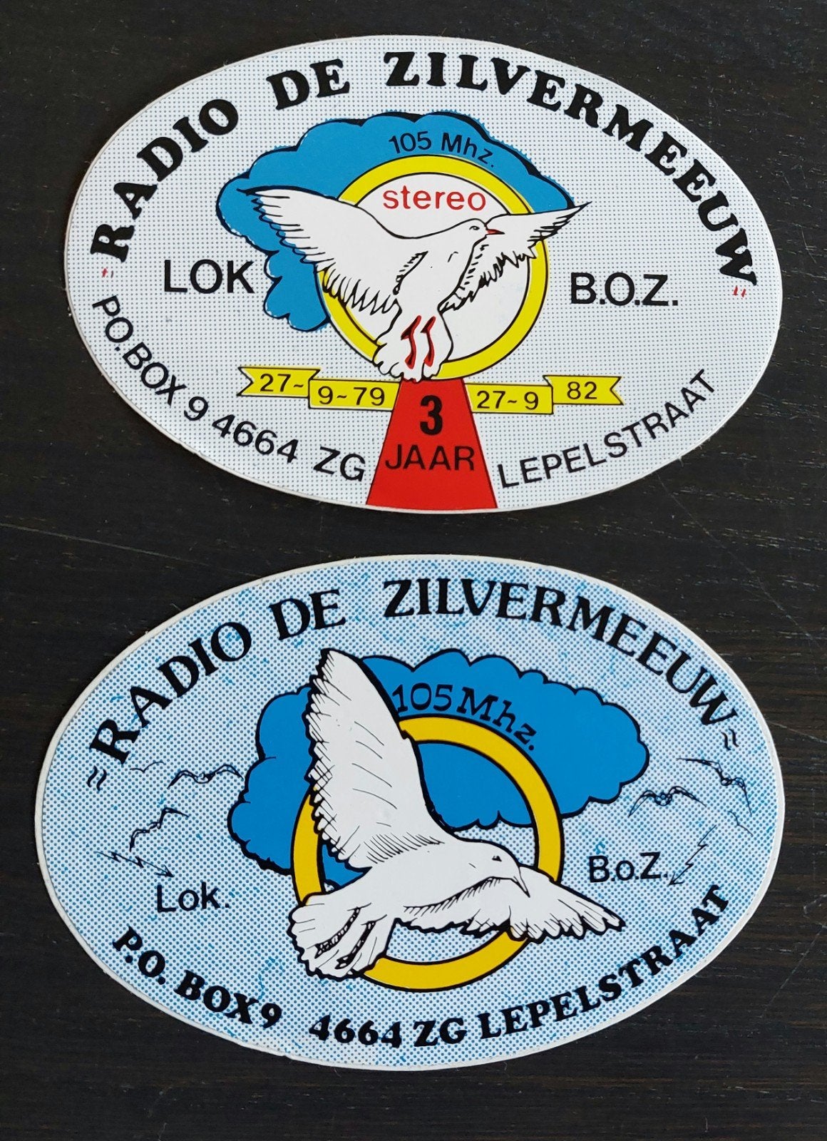 2 stickers Radio de Zilvermeeuw Lepelstraat Zendamateur, Ophalen of Verzenden