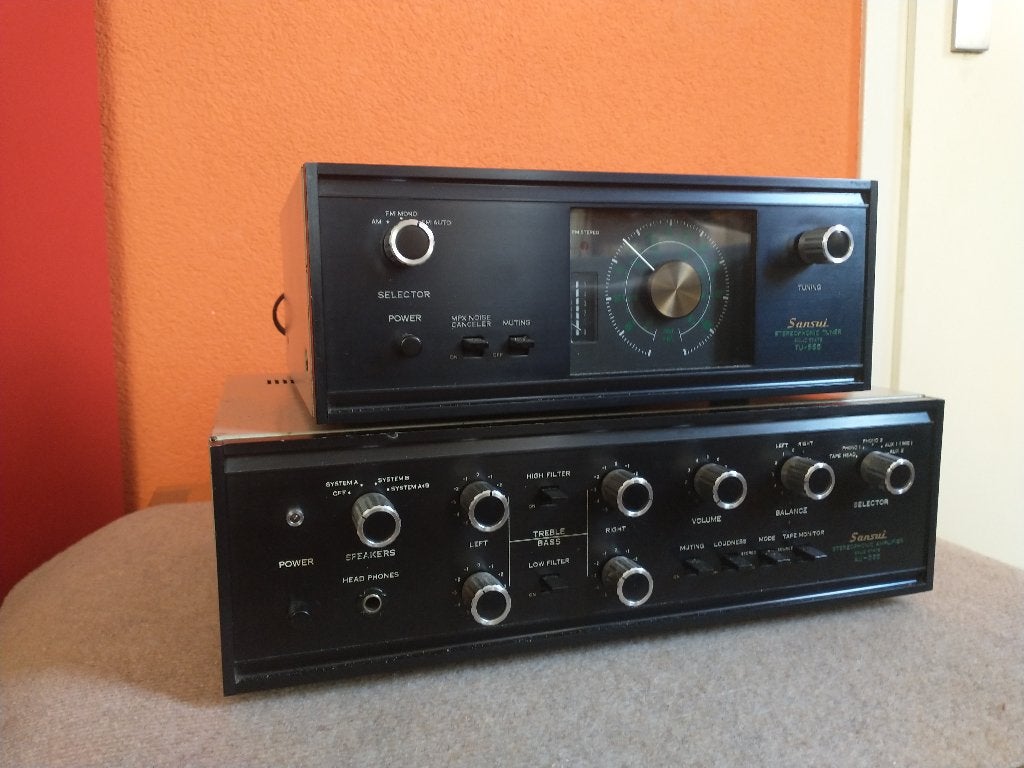 Sansui AU-555 (Serviced) & TU-555 (Serviced), Ophalen of Verzenden, Refurbished, Tuner of Radio, Overige merken