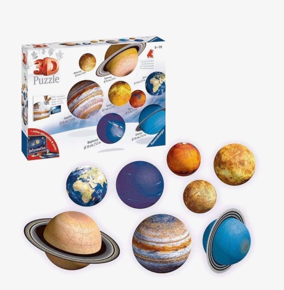 Ravensburger 3D Puzzel Planeten Zonnestelsel 540 stukjes, Ophalen of Verzenden, 500 t/m 1500 stukjes, Zo goed als nieuw, Rubik's of 3D-puzzel
