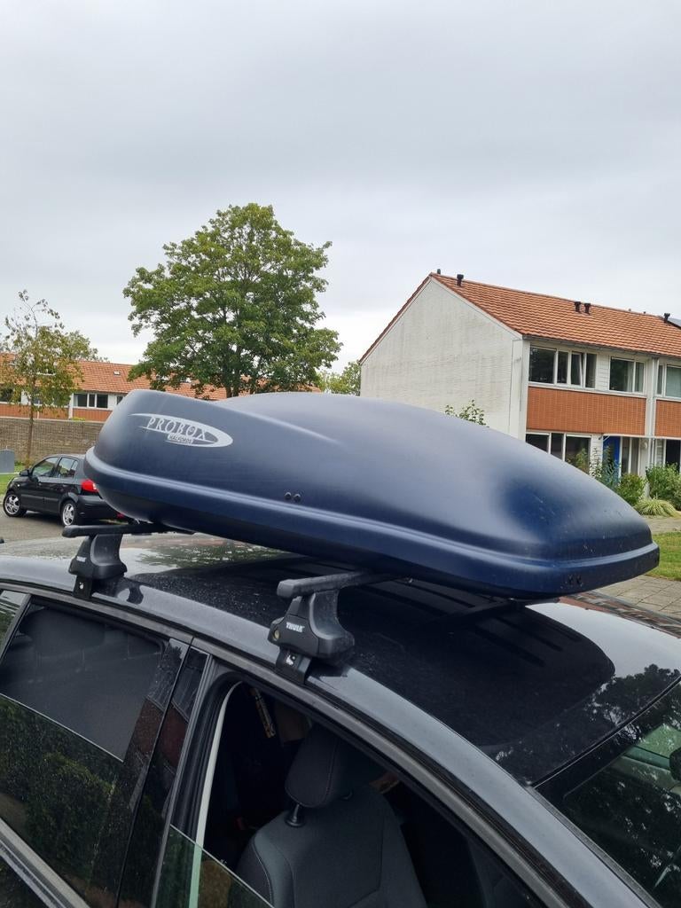 Hapro Probox 425 dakkoffer met Thule dakdragers, Auto diversen, Dakkoffers, Ophalen, Gebruikt