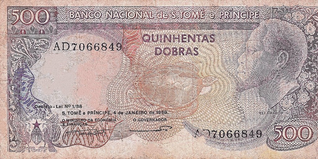 BANCO S. TOME de e PRINCIPE 1989 500 DOBRAS, Ophalen of Verzenden, Overige landen