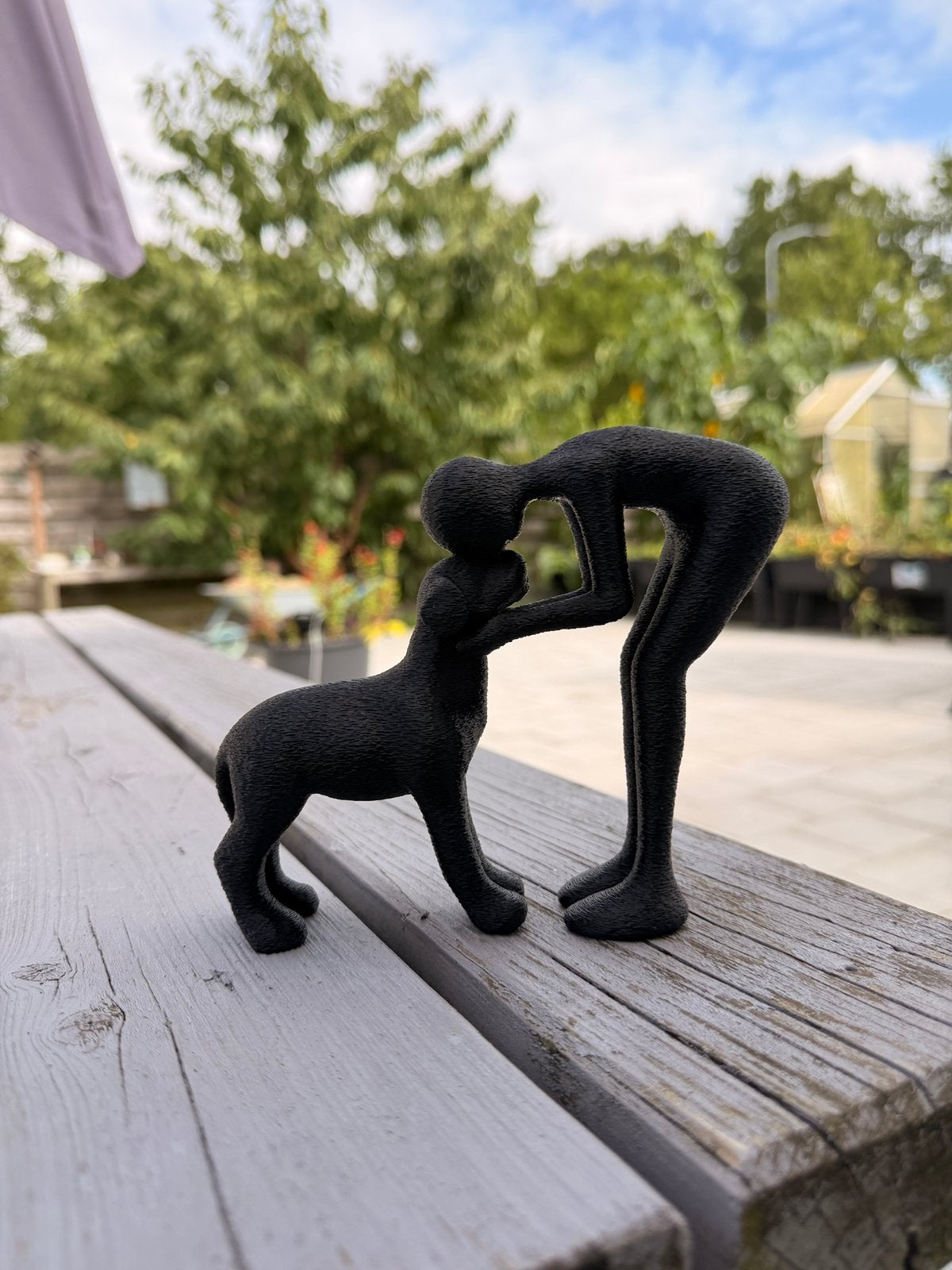 Beeld hond en baas, zwart, Verzamelen, Ophalen of Verzenden, Nieuw, Dier