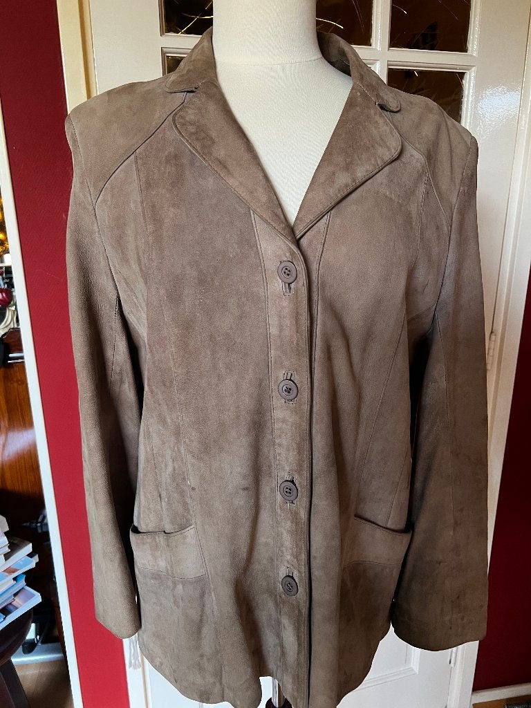 mooie vintage suède jas, Ophalen of Verzenden, Zo goed als nieuw, Maat 38/40 (M), Bruin